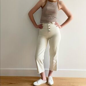 OAK +  FORT CROPPED OFF WHITE STRAIGHT PANTS - S
